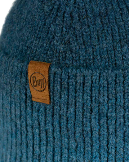 Denim Coloured Buff Knitted Marin Beanie on white background #colour_denim