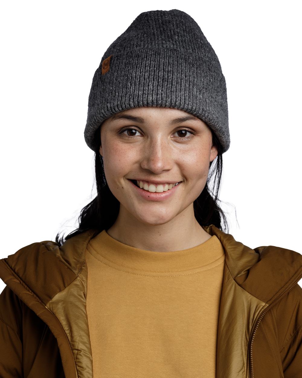 Graphite Coloured Buff Knitted Marin Beanie on white background #colour_graphite