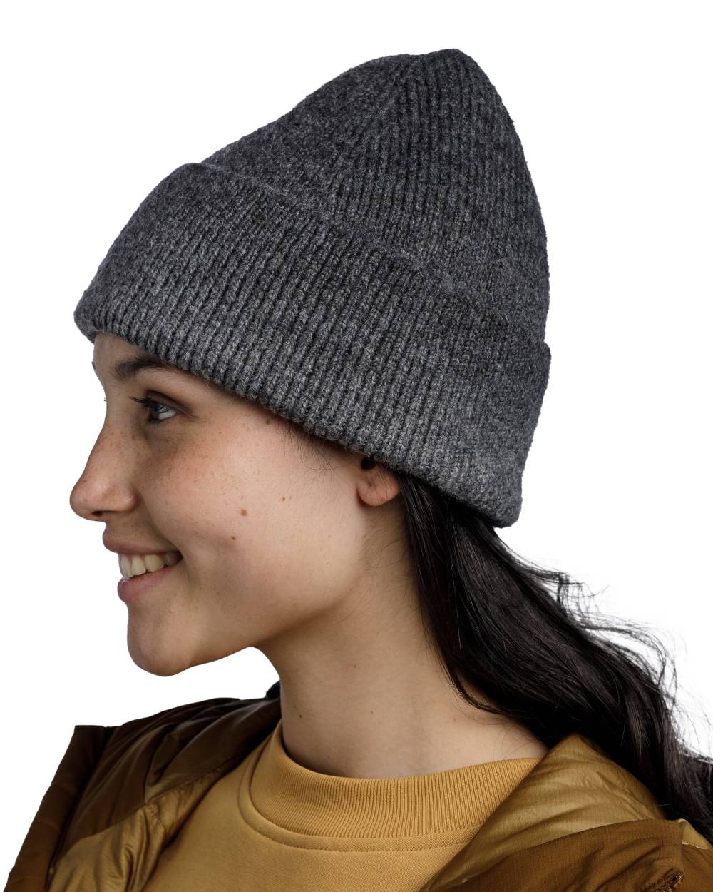 Graphite Coloured Buff Knitted Marin Beanie on white background #colour_graphite