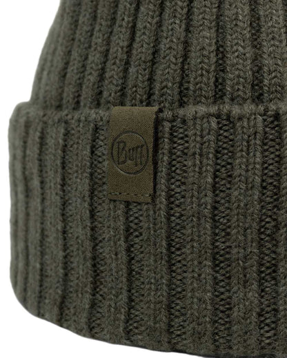Bark Coloured Buff Knitted Norval Beanie on white background #colour_bark