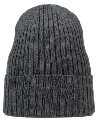 Heather Grey Coloured Buff Knitted Norval Beanie on white background #colour_heather-grey