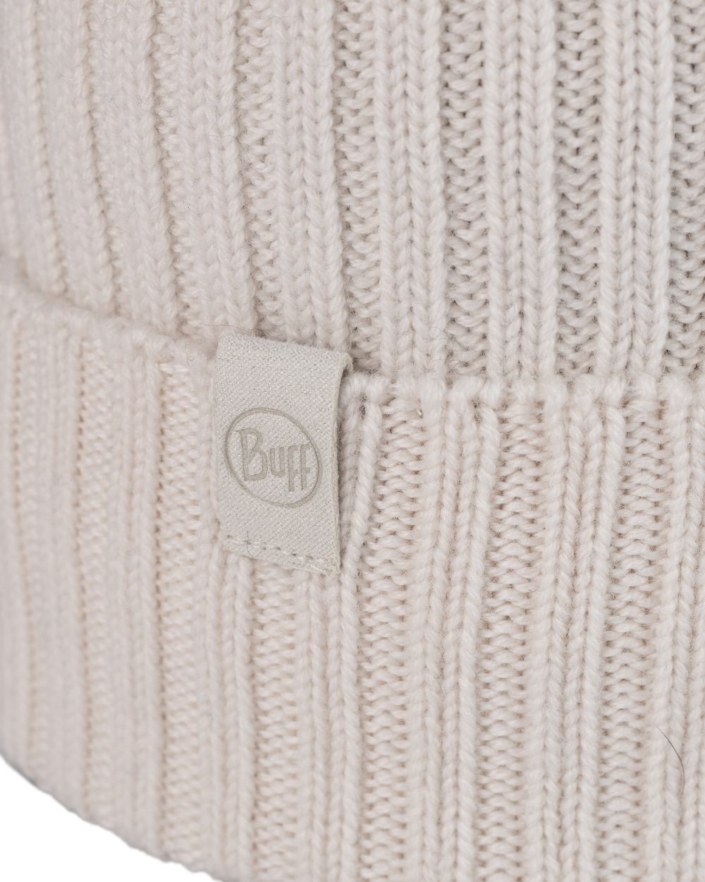 Ice Coloured Buff Knitted Norval Beanie on white background #colour_ice