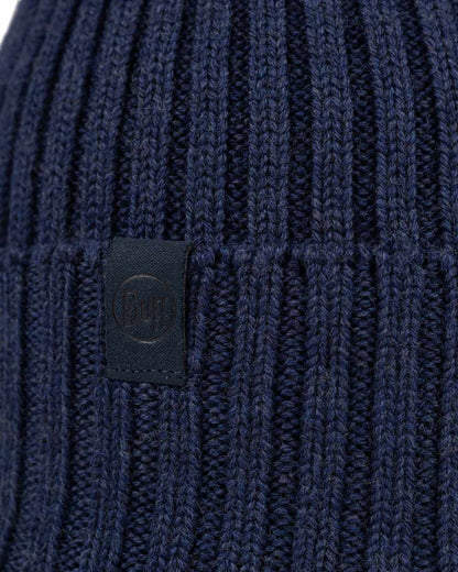 Midnight Coloured Buff Knitted Norval Beanie on white background #colour_midnight