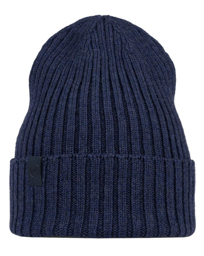 Midnight Coloured Buff Knitted Norval Beanie on white background #colour_midnight
