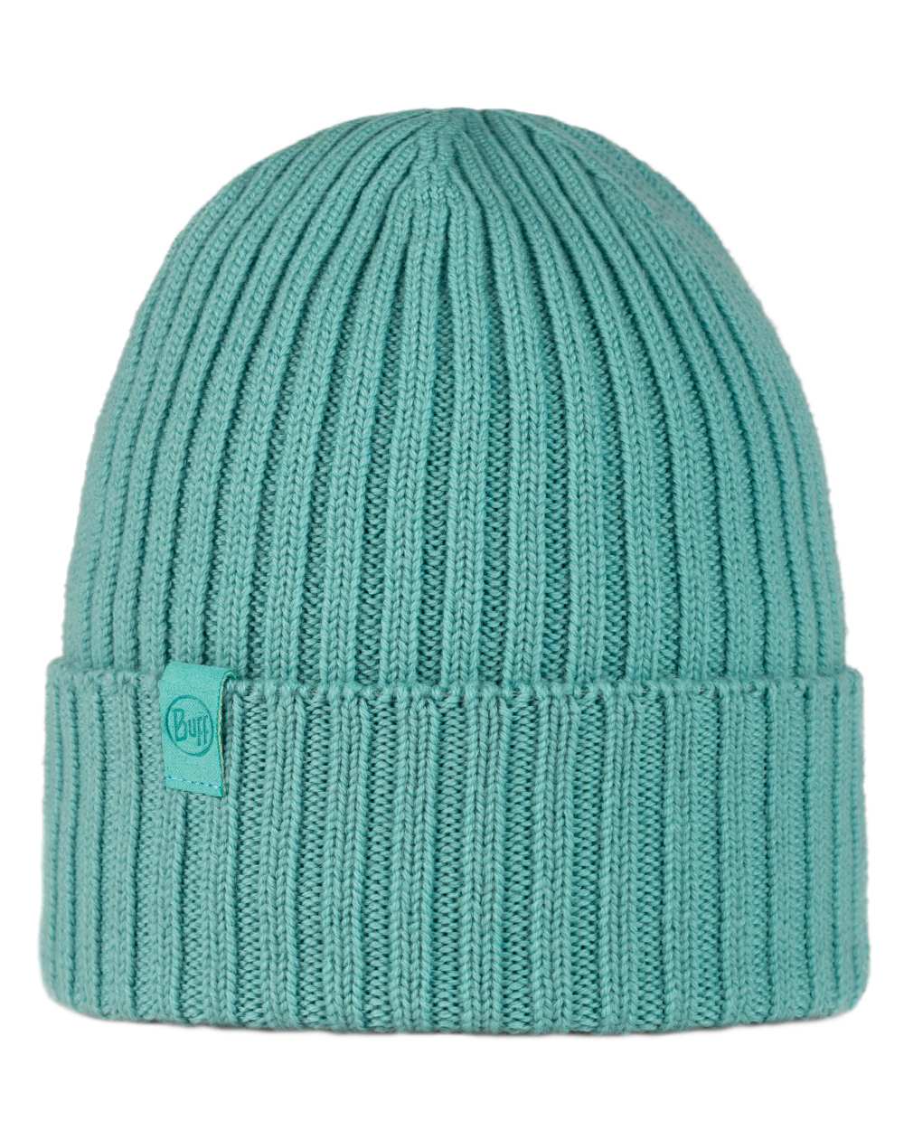 Pool Coloured Buff Knitted Norval Beanie on white background #colour_pool
