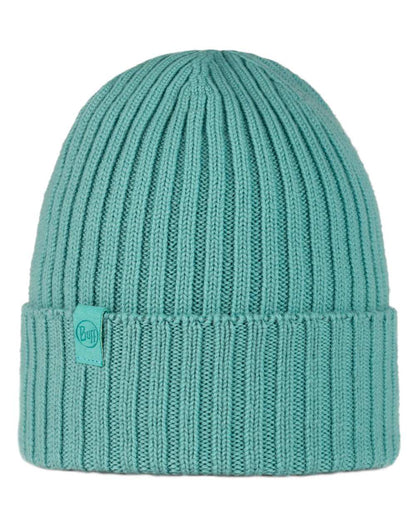 Pool Coloured Buff Knitted Norval Beanie on white background #colour_pool