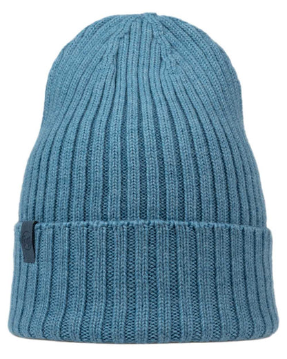 Water Coloured Buff Knitted Norval Beanie on white background #colour_water