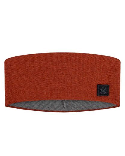 Cinnamon Coloured Buff Knitted Polar Headband on white background #colour_cinnamon