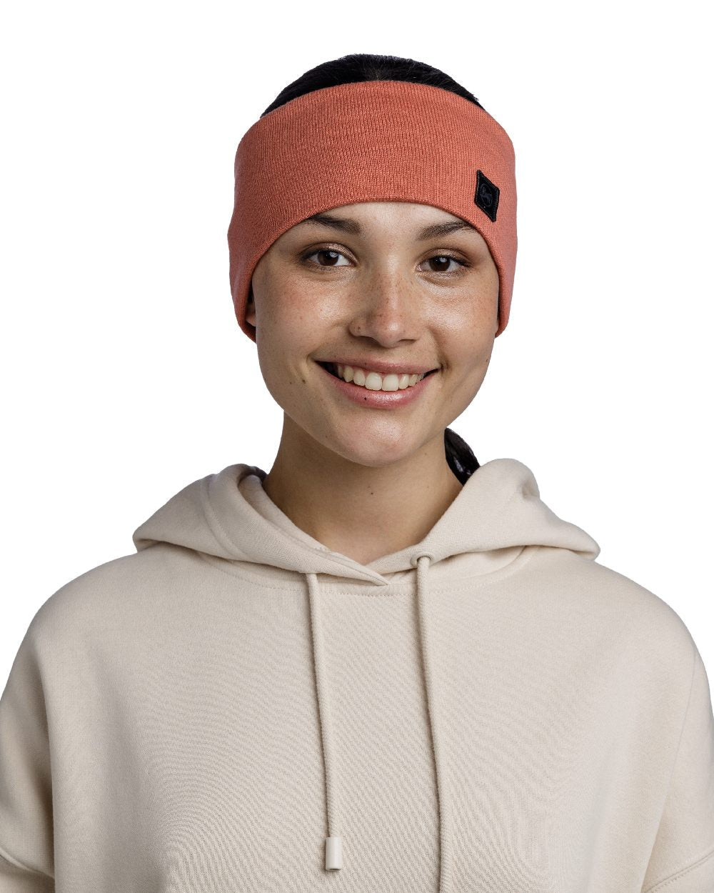 Crimson Coloured Buff Knitted Polar Headband on white background #colour_crimson