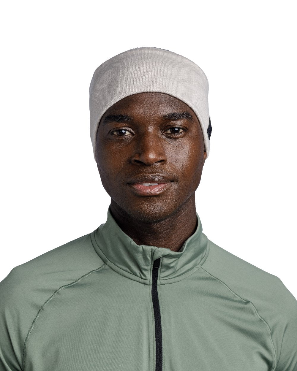 Ice Coloured Buff Knitted Polar Headband on white background #colour_ice