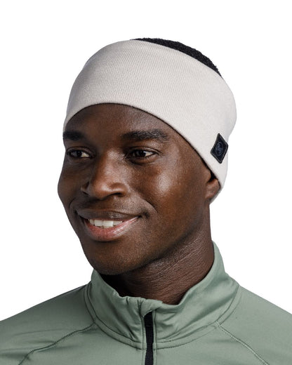 Ice Coloured Buff Knitted Polar Headband on white background #colour_ice