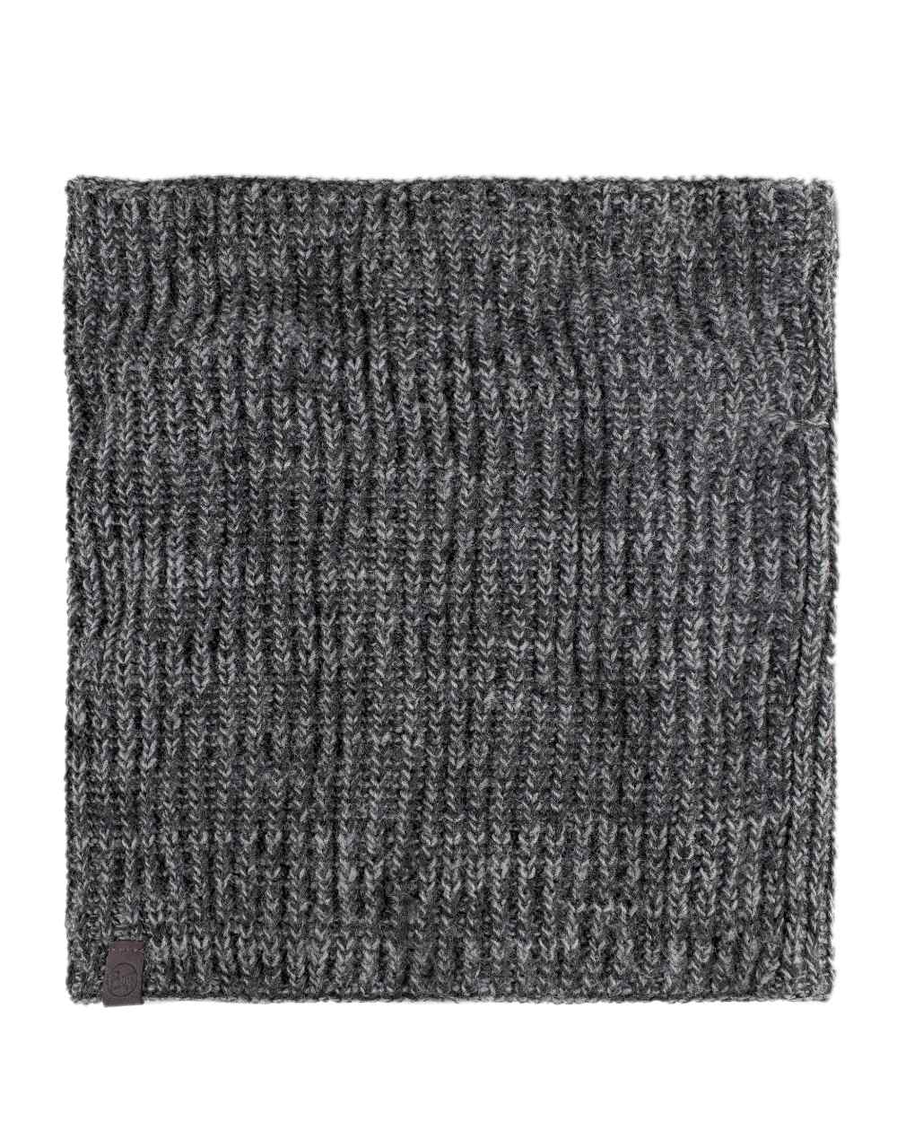 Grey Melange Coloured Buff Knitted Polar Neck Warmer on white background #colour_grey-melange