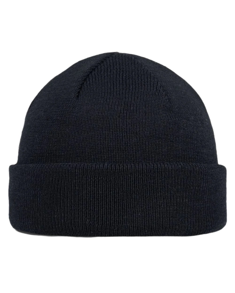 Black Coloured Buff Lilon Fisherman Knitted Beanie on white background #colour_black