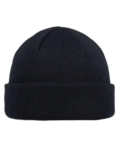 Black Coloured Buff Lilon Fisherman Knitted Beanie on white background #colour_black