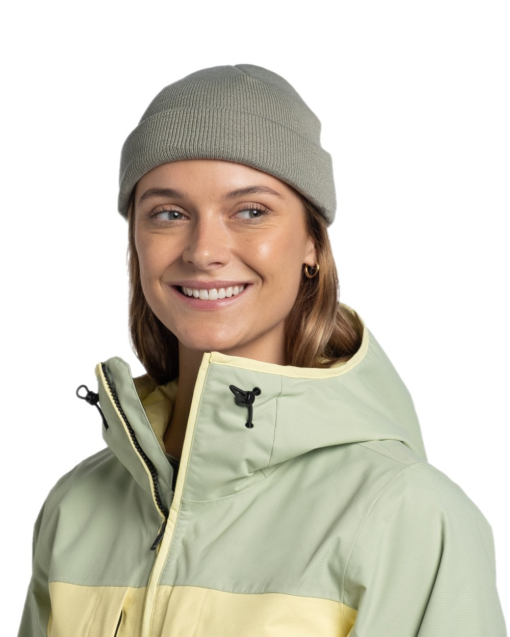 Opaline Coloured Buff Lilon Fisherman Knitted Beanie on white background #colour_opaline