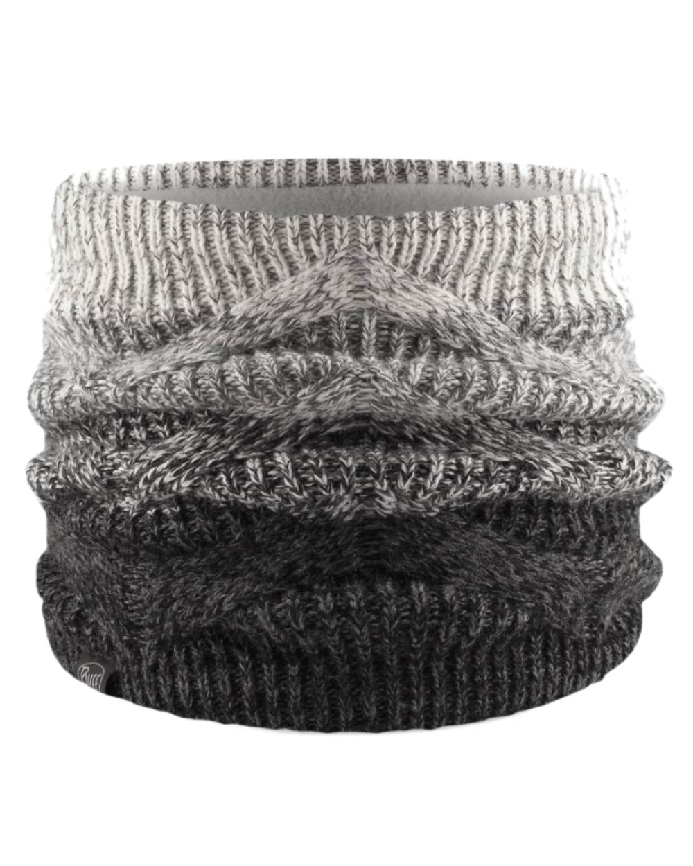 Grey Coloured Buff Masha Knitted Polar Neck Warmer on white background #colour_grey
