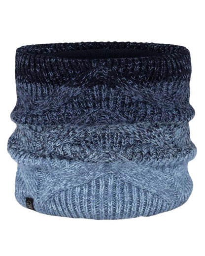 Water Coloured Buff Masha Knitted Polar Neck Warmer on white background #colour_water