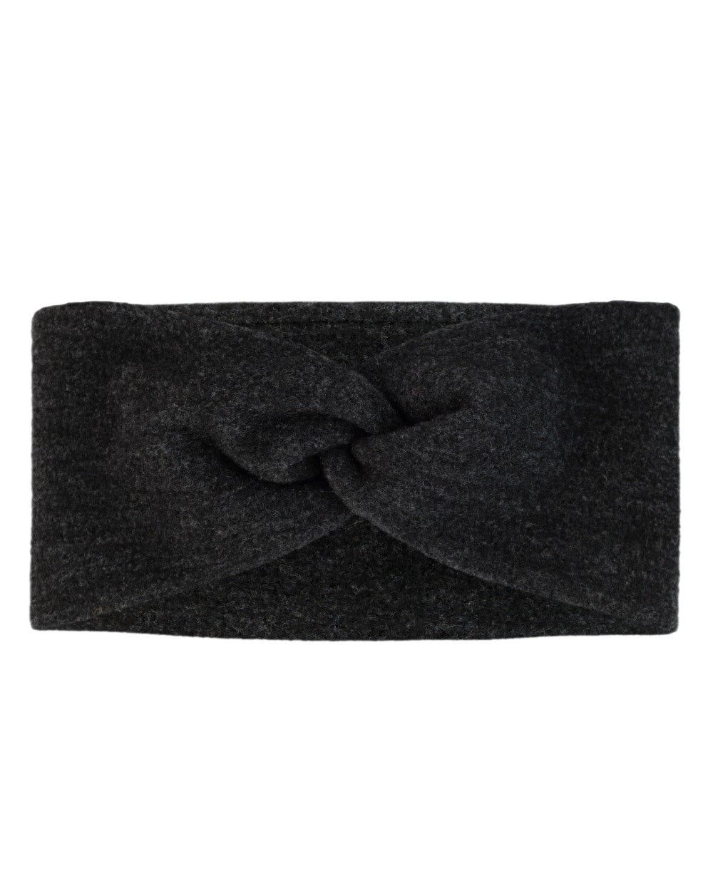 Black Coloured Buff Merino Fleece Headband on white background #colour_black