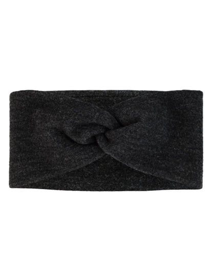 Black Coloured Buff Merino Fleece Headband on white background #colour_black
