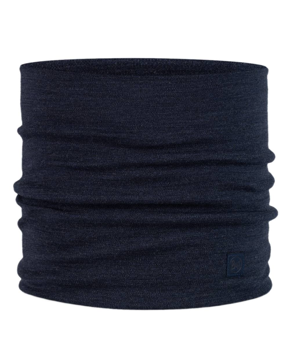 Indigo Coloured Buff Merino Heavyweight Neck Warmer on white background #colour_indigo