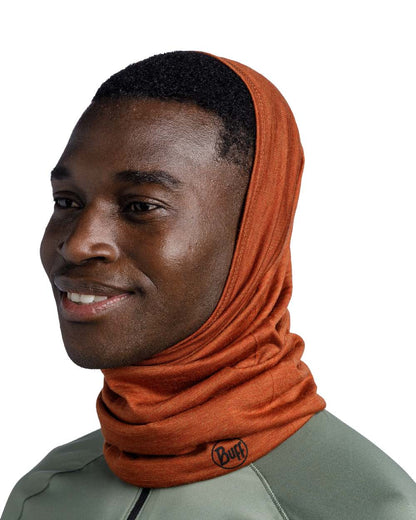 Cinnamon Coloured Buff Merino Lightweight Neck Warmer on white background #colour_cinnamon
