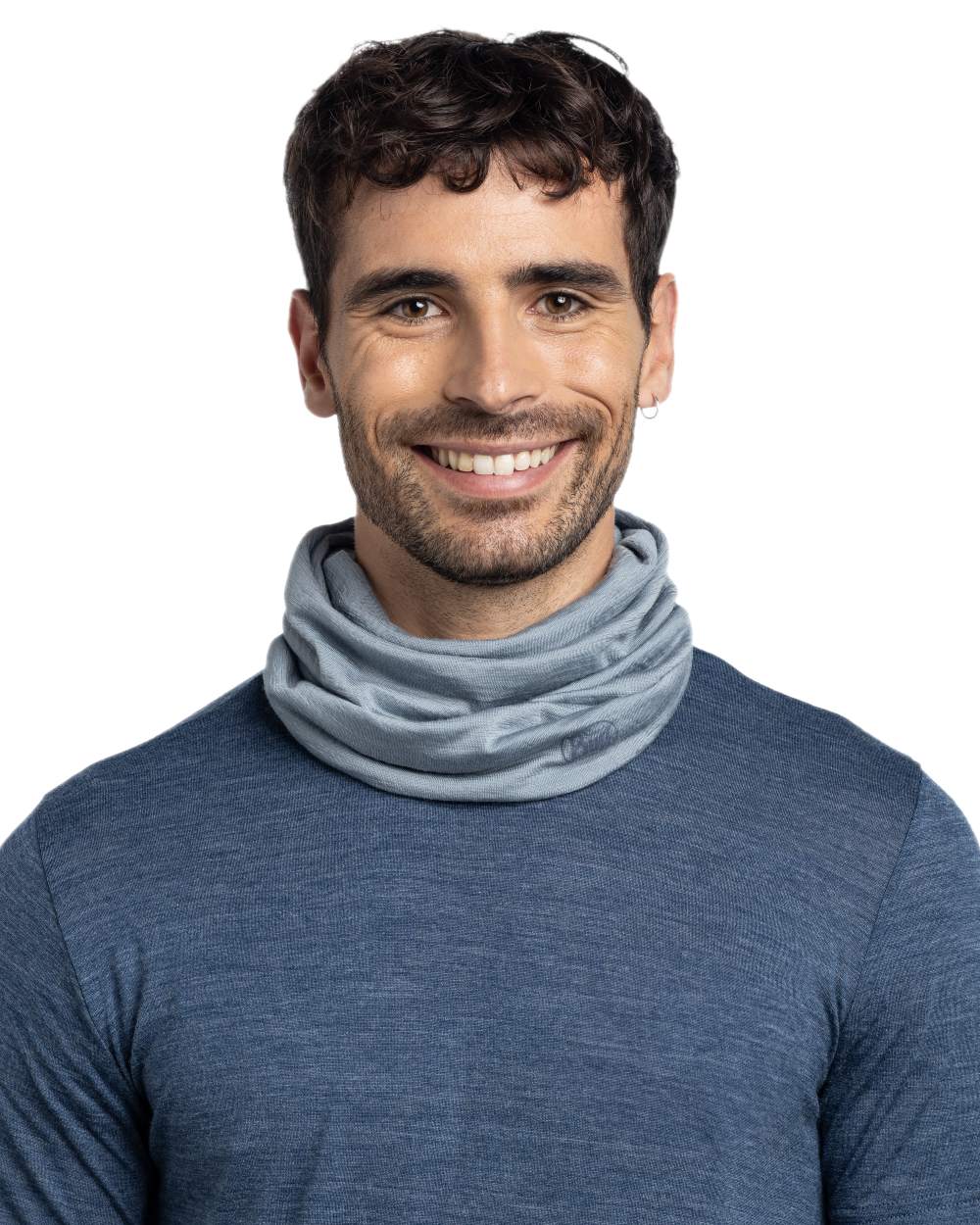 Flint Coloured Buff Merino Lightweight Neck Warmer on white background #colour_flint