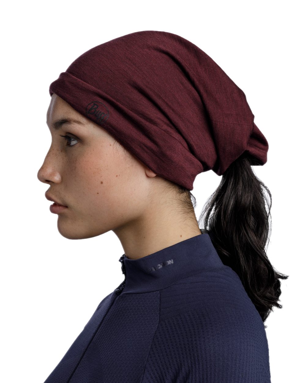 Garnet Coloured Buff Merino Lightweight Neck Warmer on white background #colour_garnet
