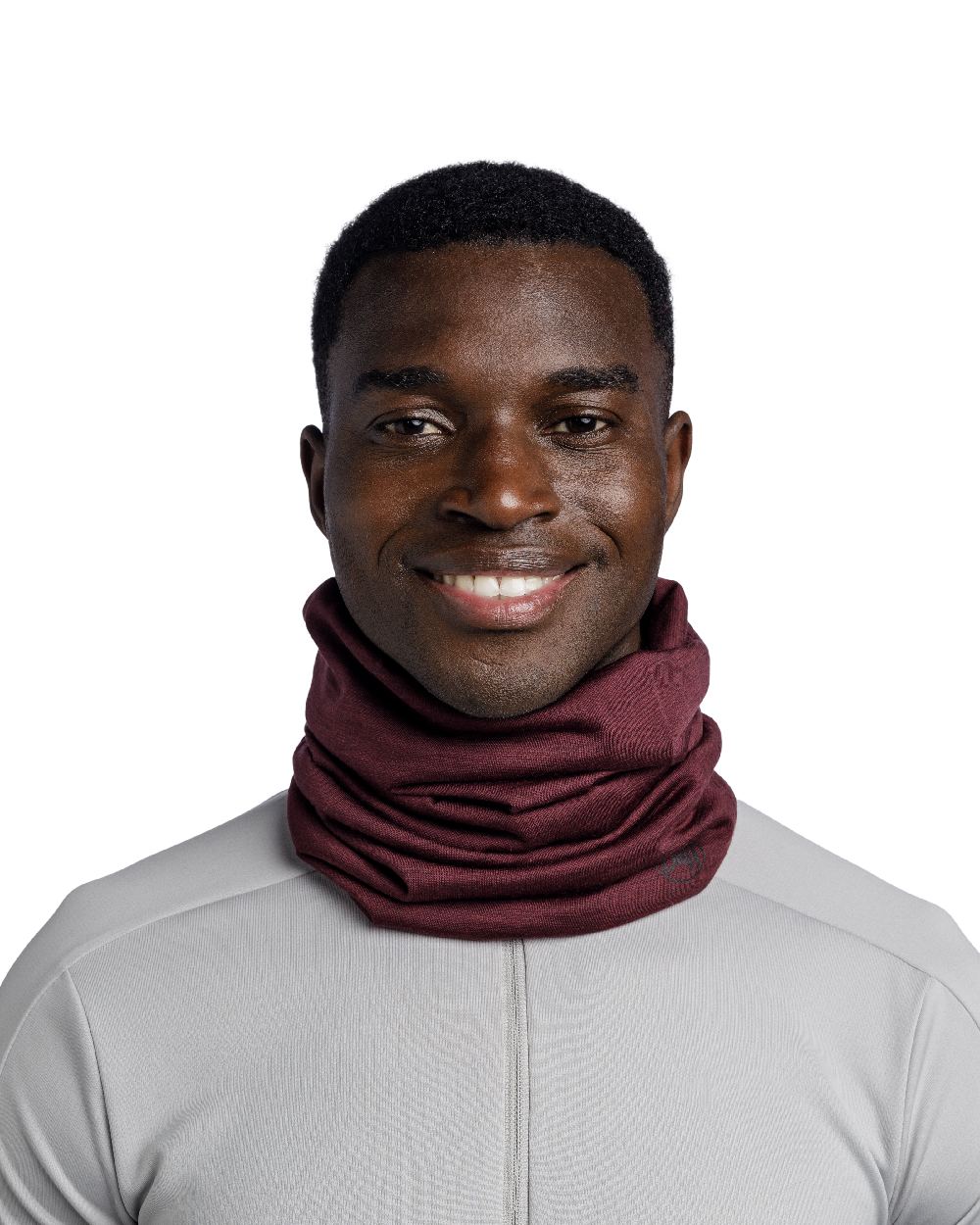Garnet Coloured Buff Merino Lightweight Neck Warmer on white background #colour_garnet