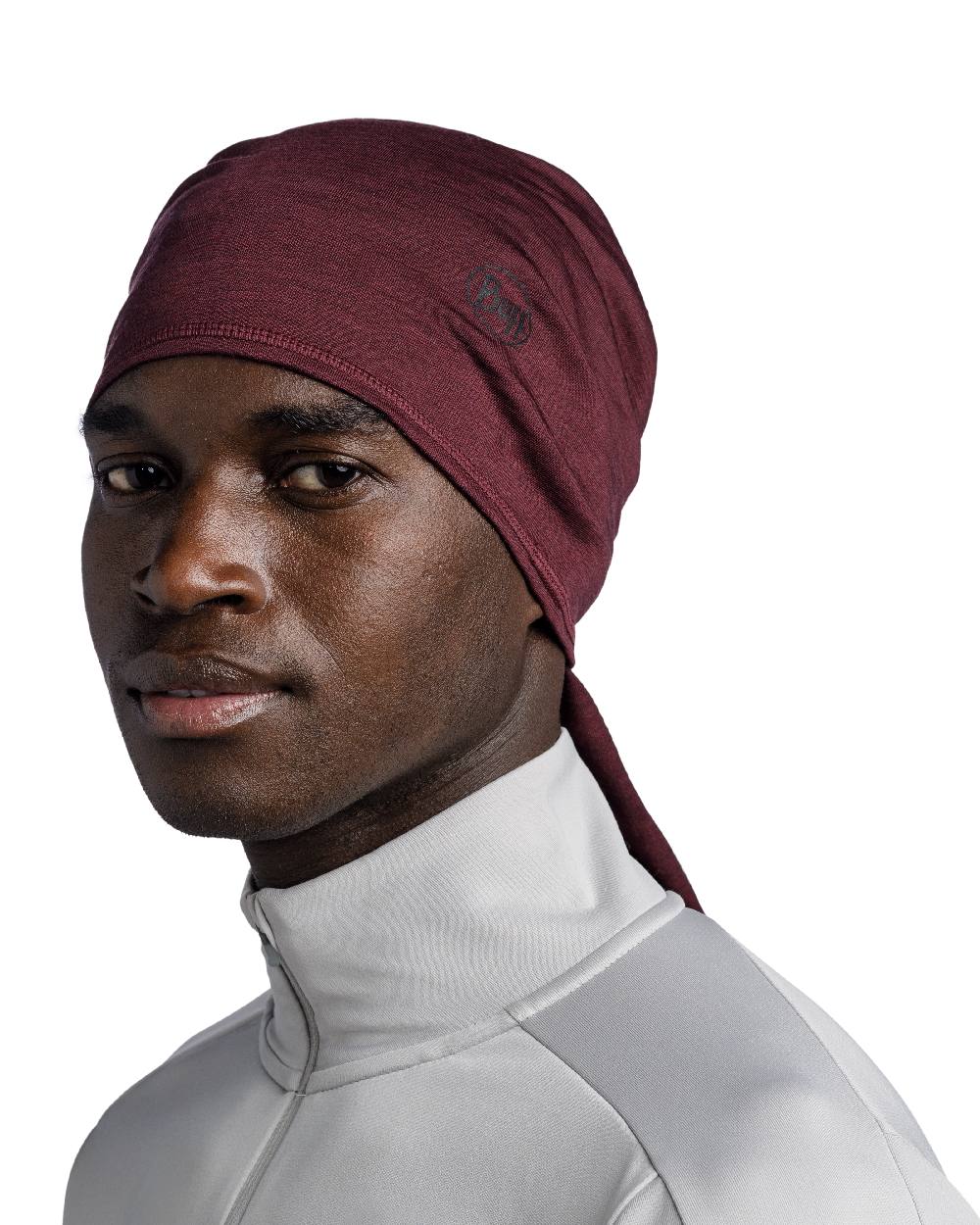 Garnet Coloured Buff Merino Lightweight Neck Warmer on white background #colour_garnet