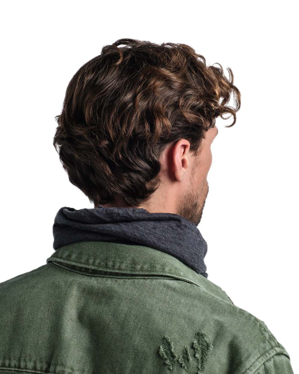 Grey Coloured Buff Merino Lightweight Neck Warmer on white background #colour_grey