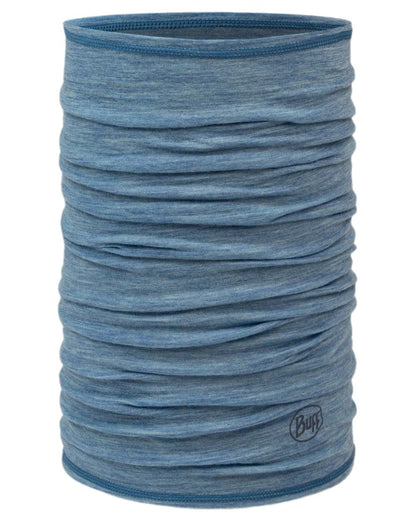Lake Blue Coloured Buff Merino Lightweight Neck Warmer on white background #colour_lake-blue