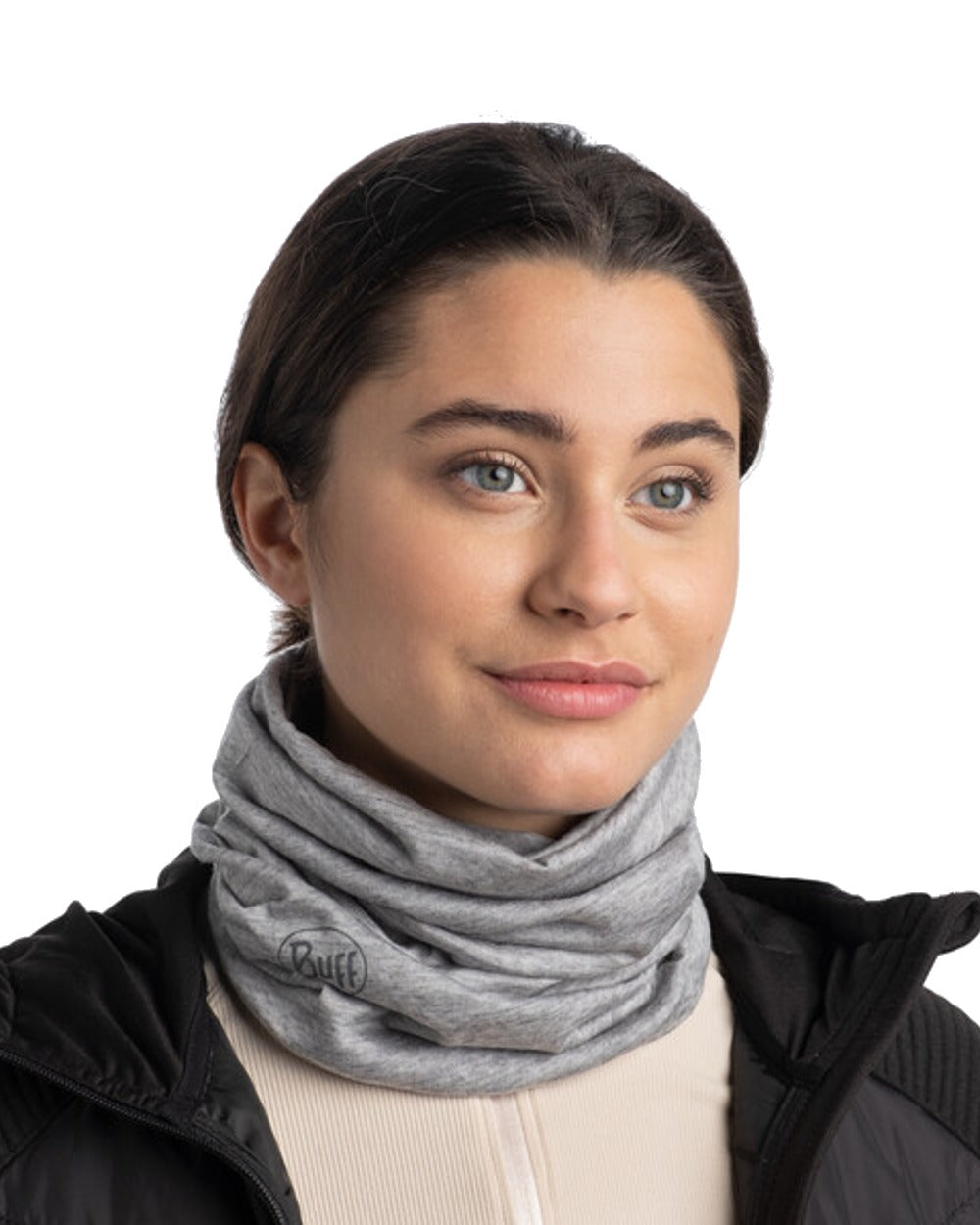 Light Grey Coloured Buff Merino Lightweight Neck Warmer on white background #colour_light-grey