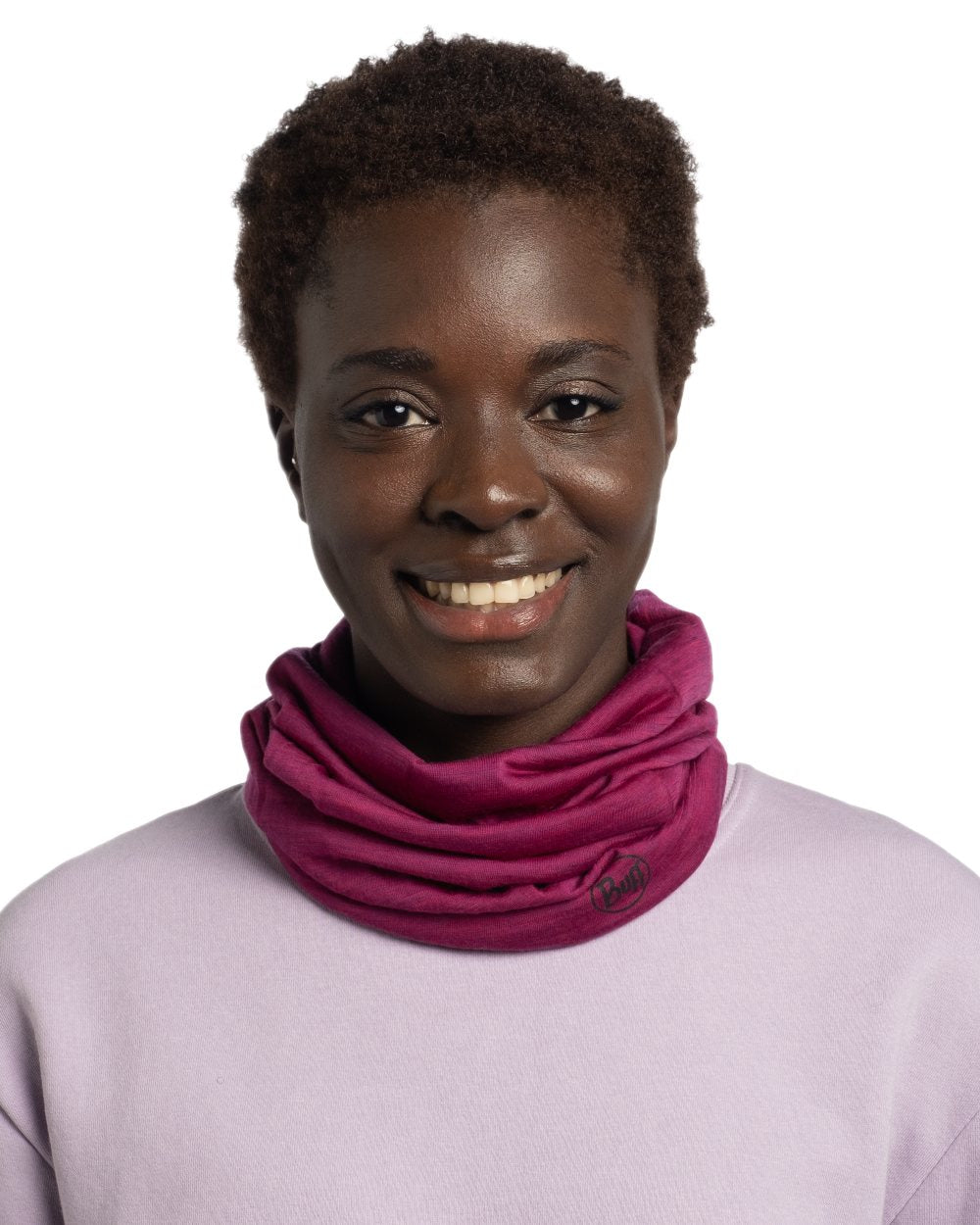 Magenta Coloured Buff Merino Lightweight Neck Warmer on white background #colour_magenta