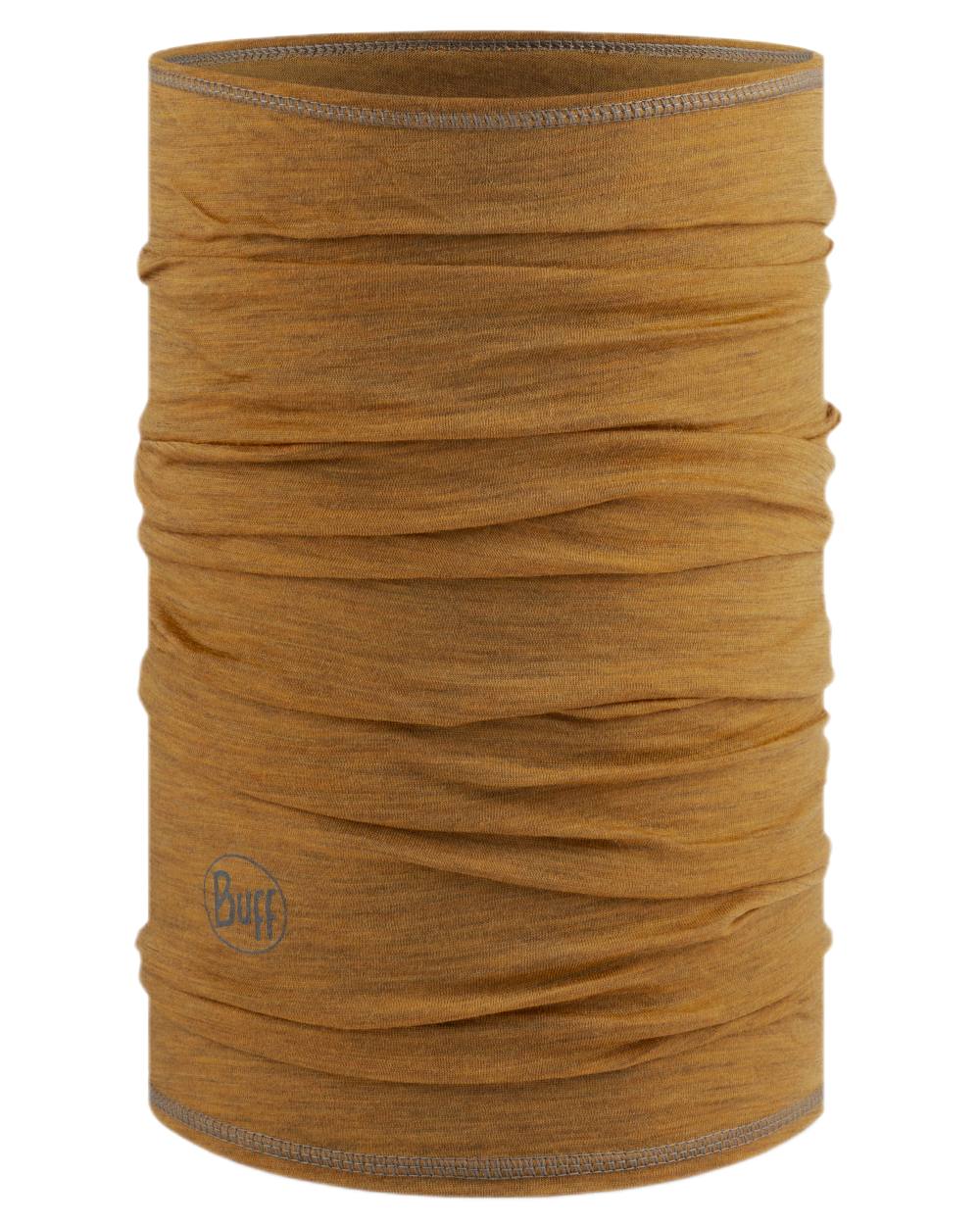 Mustard Coloured Buff Merino Lightweight Neck Warmer on white background #colour_mustard