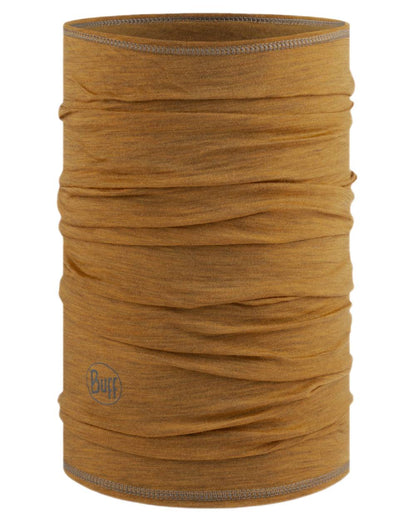 Mustard Coloured Buff Merino Lightweight Neck Warmer on white background #colour_mustard
