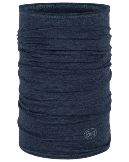 Night Blue Coloured Buff Merino Lightweight Neck Warmer on white background #colour_night-blue