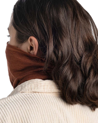 Sienna Coloured Buff Merino Lightweight Neck Warmer on white background #colour_sienna