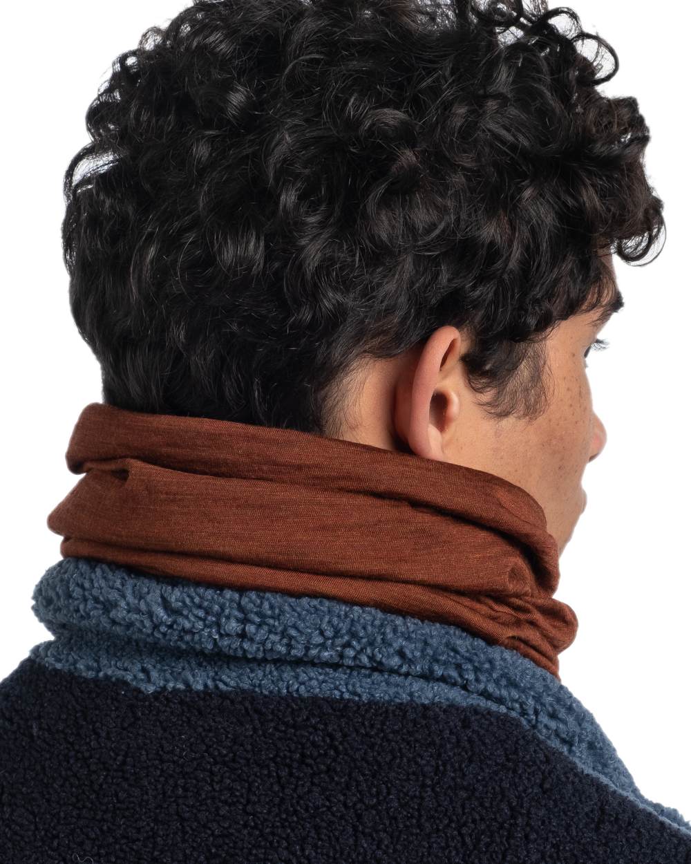 Sienna Coloured Buff Merino Lightweight Neck Warmer on white background #colour_sienna