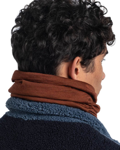 Sienna Coloured Buff Merino Lightweight Neck Warmer on white background #colour_sienna