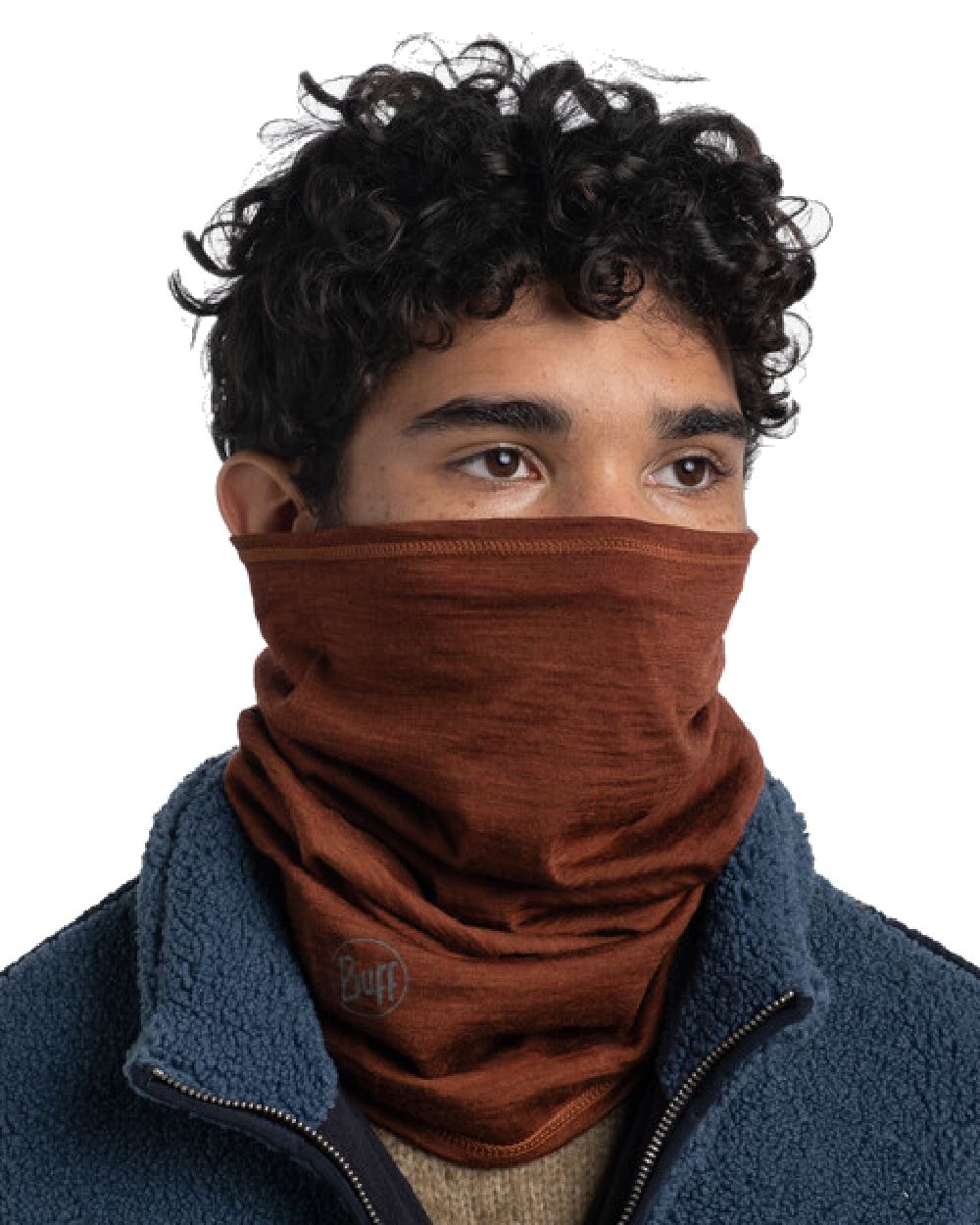 Sienna Coloured Buff Merino Lightweight Neck Warmer on white background #colour_sienna