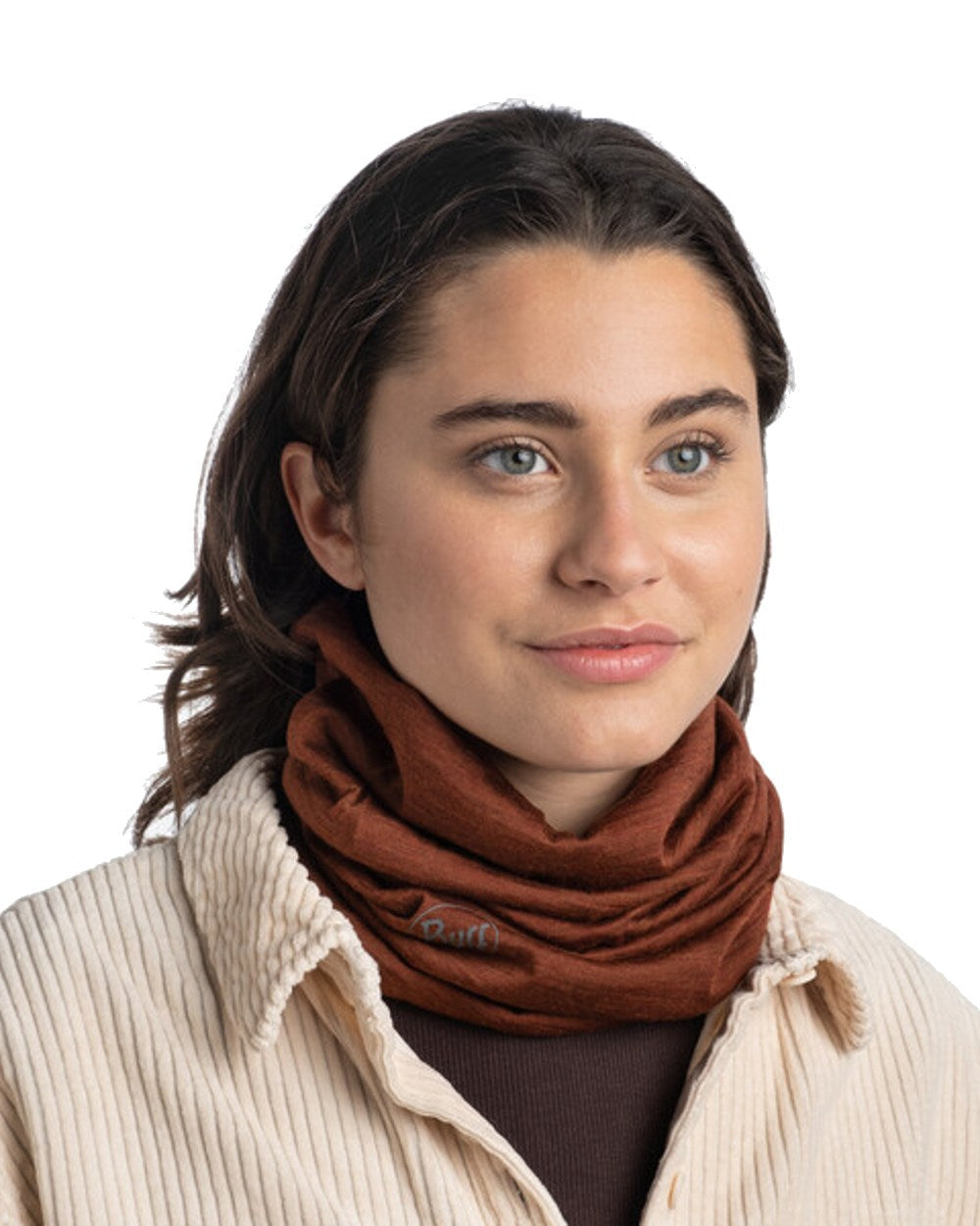Sienna Coloured Buff Merino Lightweight Neck Warmer on white background #colour_sienna