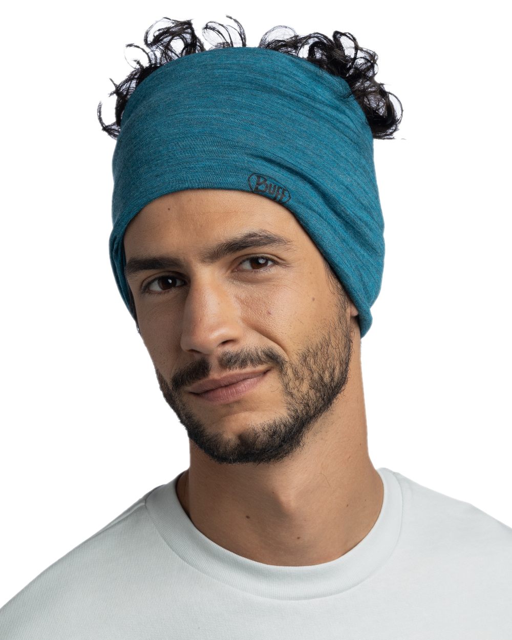 Teal Coloured Buff Merino Lightweight Neck Warmer on white background #colour_teal