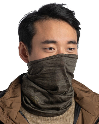 Bark Coloured Buff Merino Midweight Neckwear on white background #colour_bark