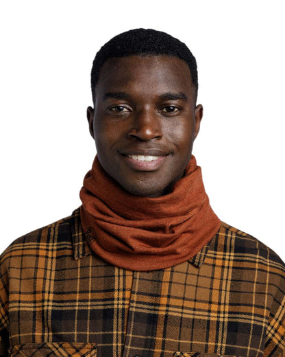 Cinnamon Coloured Buff Merino Midweight Neckwear on white background #colour_cinnamon