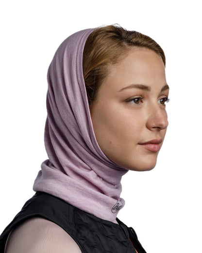 Lilac Sand Coloured Buff Merino Midweight Neckwear on white background #colour_lilac-sand