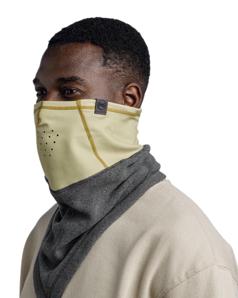 Grey Coloured Buff Mountain Bandana on white background #colour_grey
