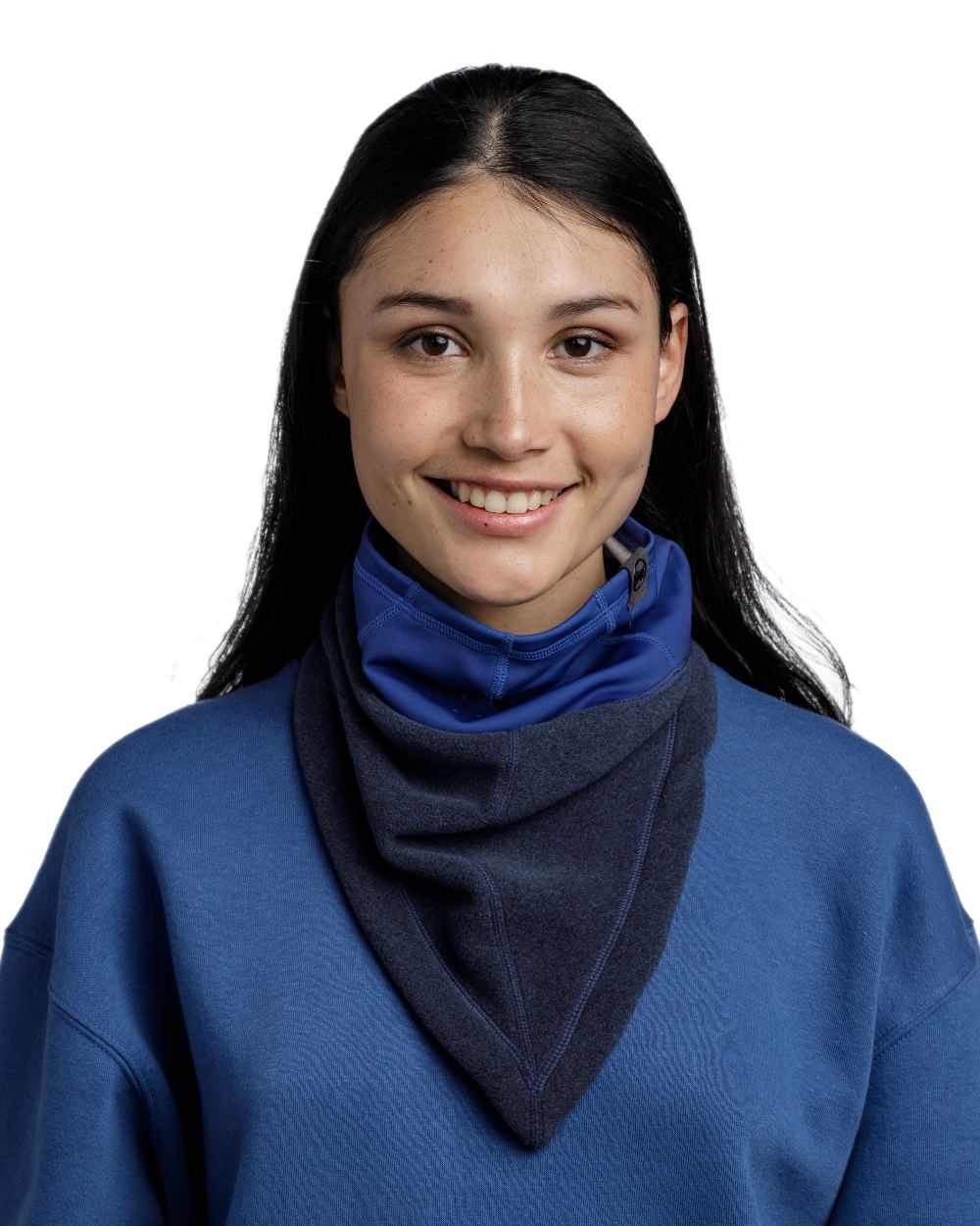 Night Blue Coloured Buff Mountain Bandana on white background #colour_night-blue