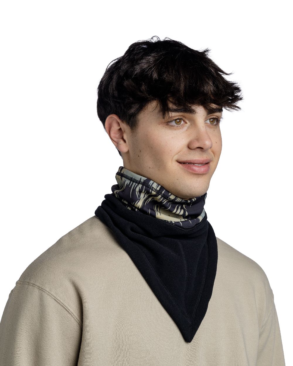 Redloy Black Coloured Buff Mountain Bandana on white background #colour_redloy-black