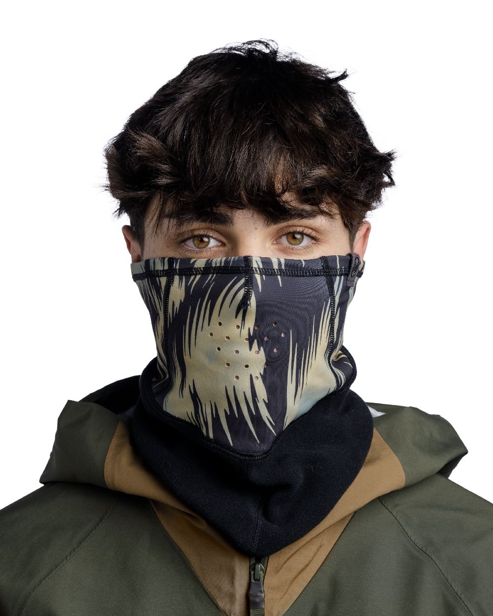 Redloy Black Coloured Buff Mountain Bandana on white background #colour_redloy-black