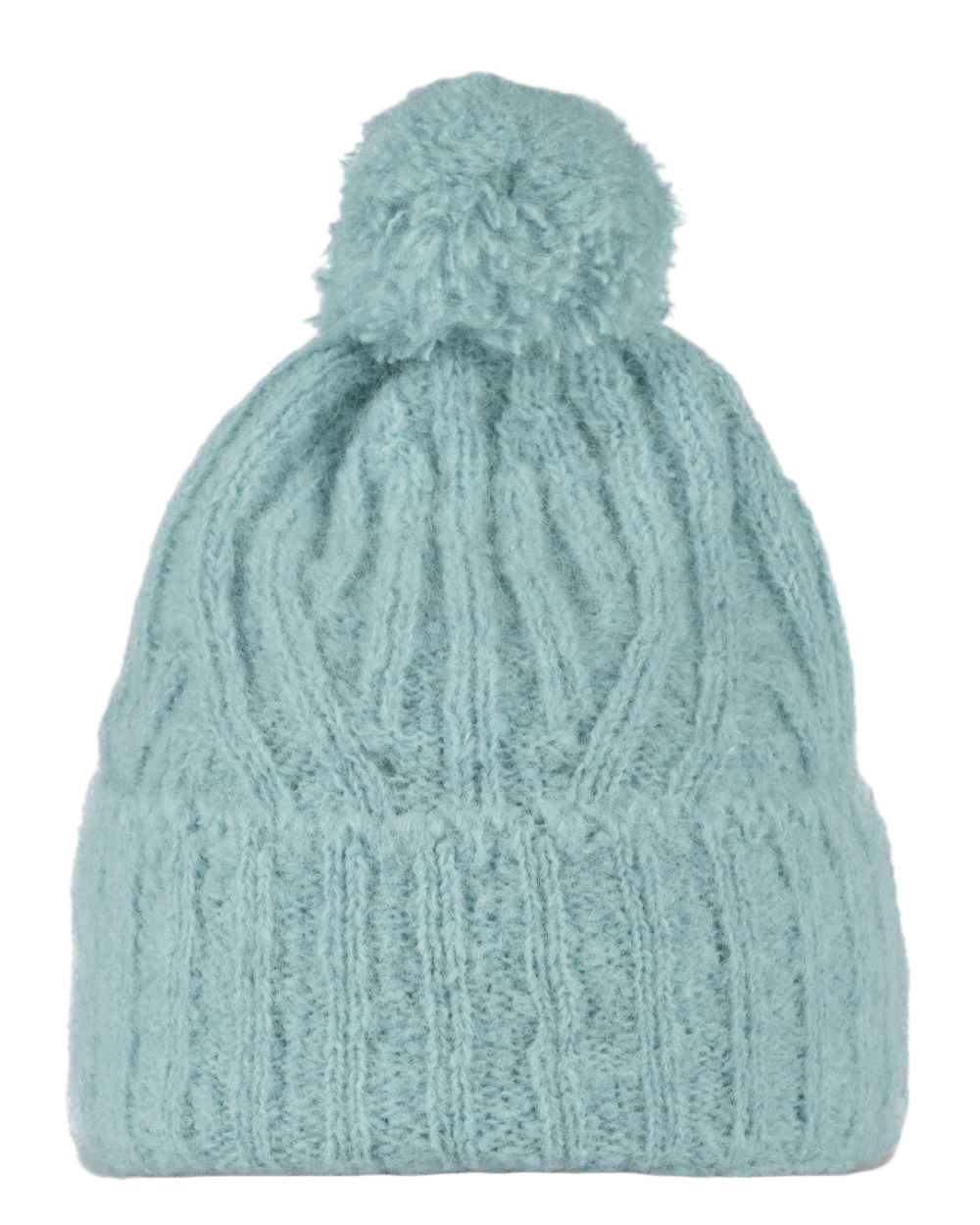 Pool Coloured Buff Nerla Knitted Beanie on white background #colour_pool